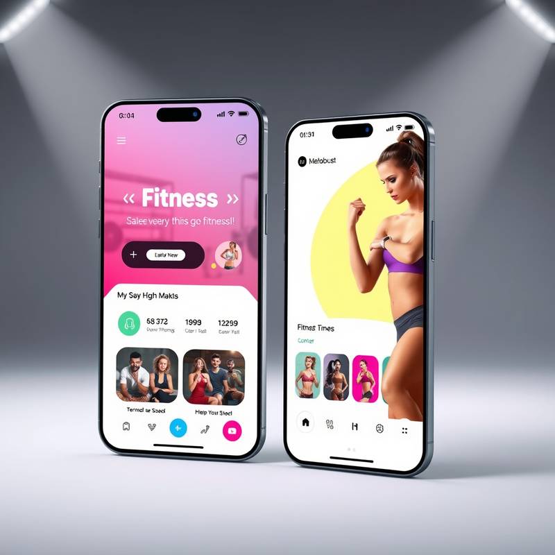 Mobile app design for a fitness company.