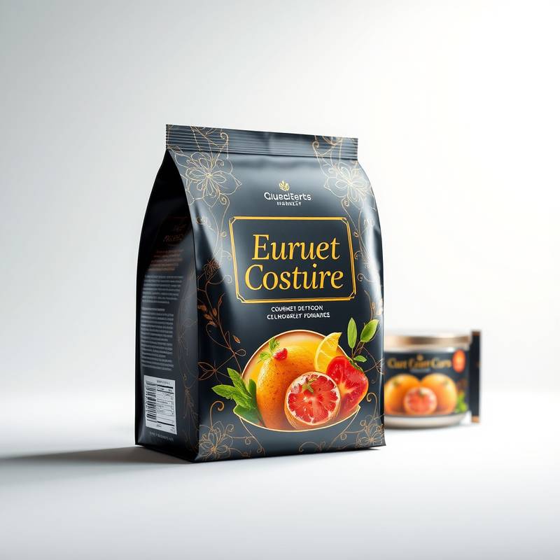 Packaging design for a gourmet food product.
